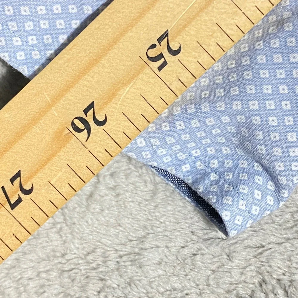 Banana Republic‎ Mens XL Slim Fit Stretch Soft Wash Blue Diamond Print Shirt
